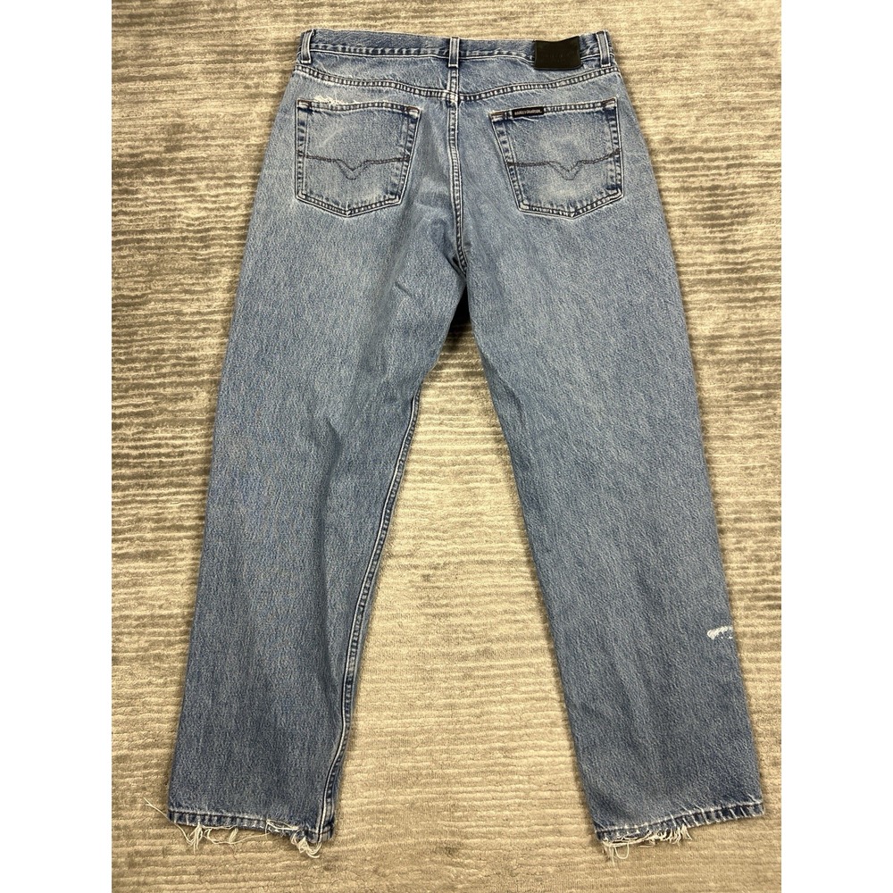 Harley‎ Davidson Jeans Mens 36x32 Blue Denim Destroyed Distressed - Picture 12 of 16